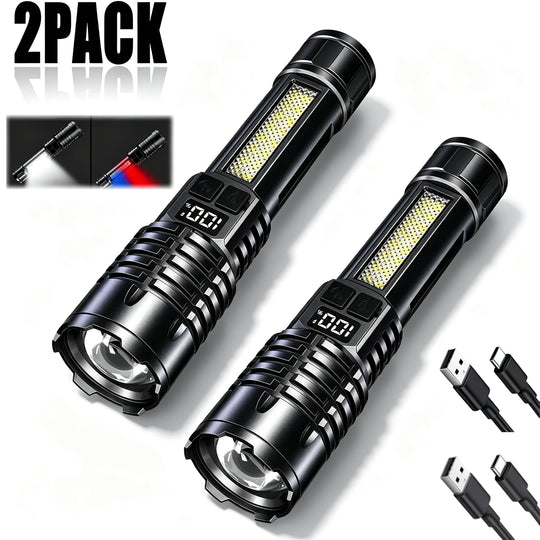 Rechargeable Zoom LED Flashlight with Side Light