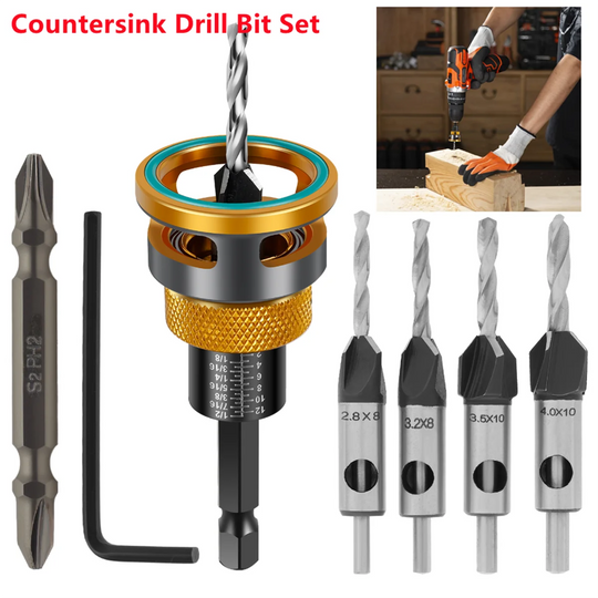 Countersink Drill Bit Set with Depth Stop