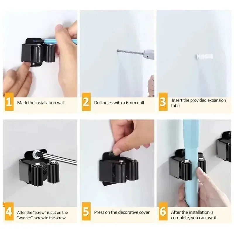 Wall-Mounted Mop & Broom Holder