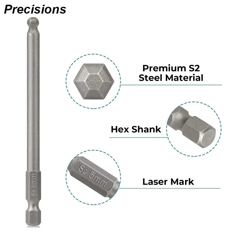 Magnetic Ball-End Hex Bit Set