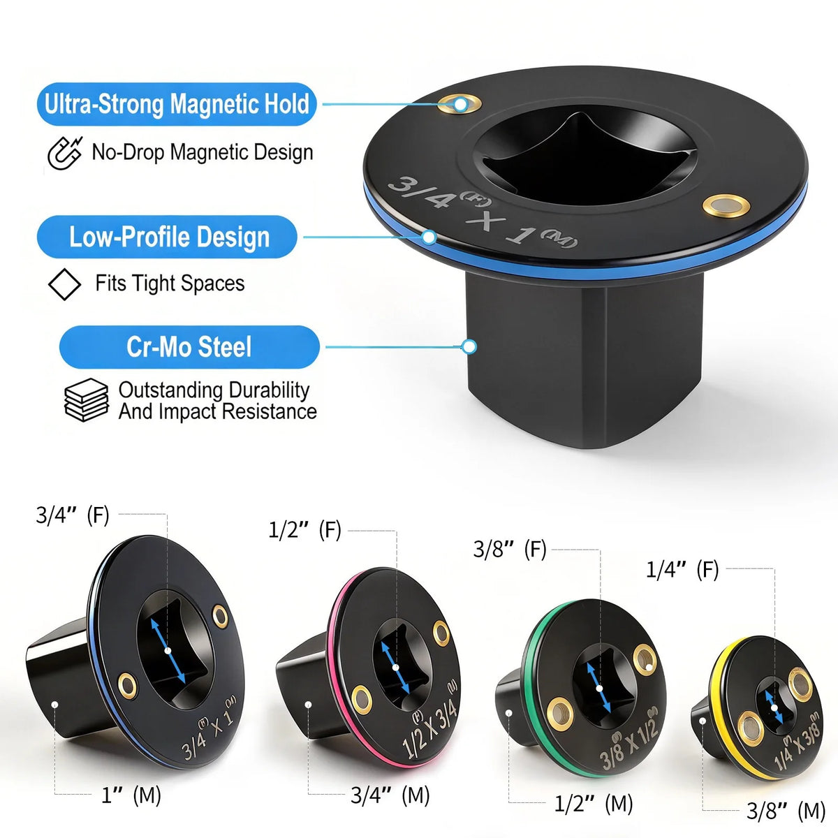 Magnetic Impact Socket Adapter Set
