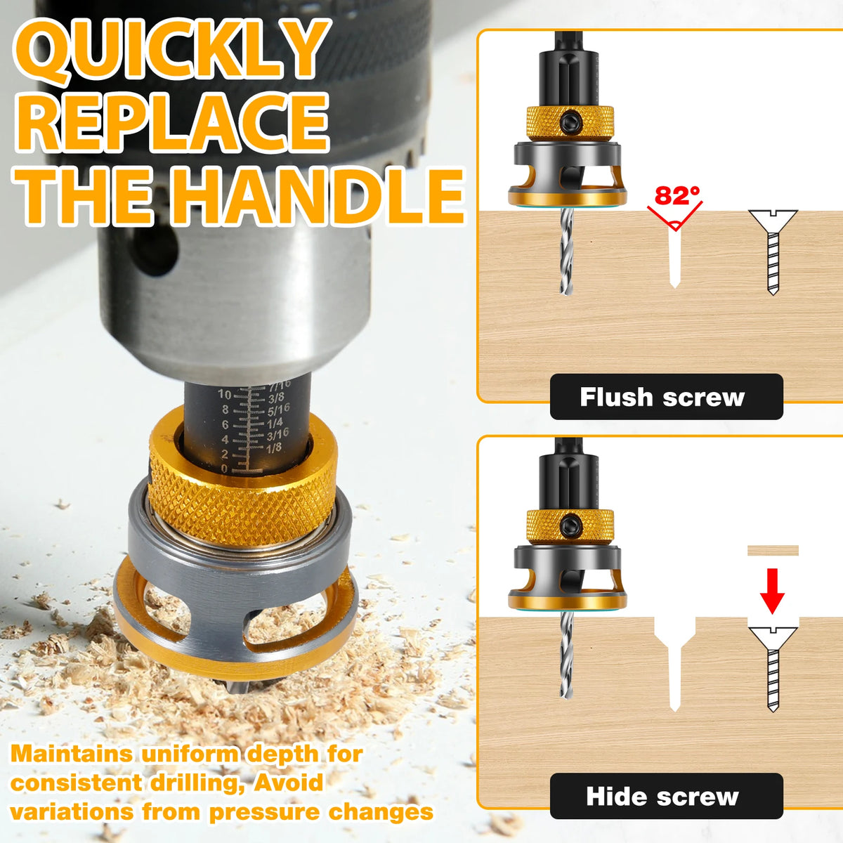 Countersink Drill Bit Set with Depth Stop