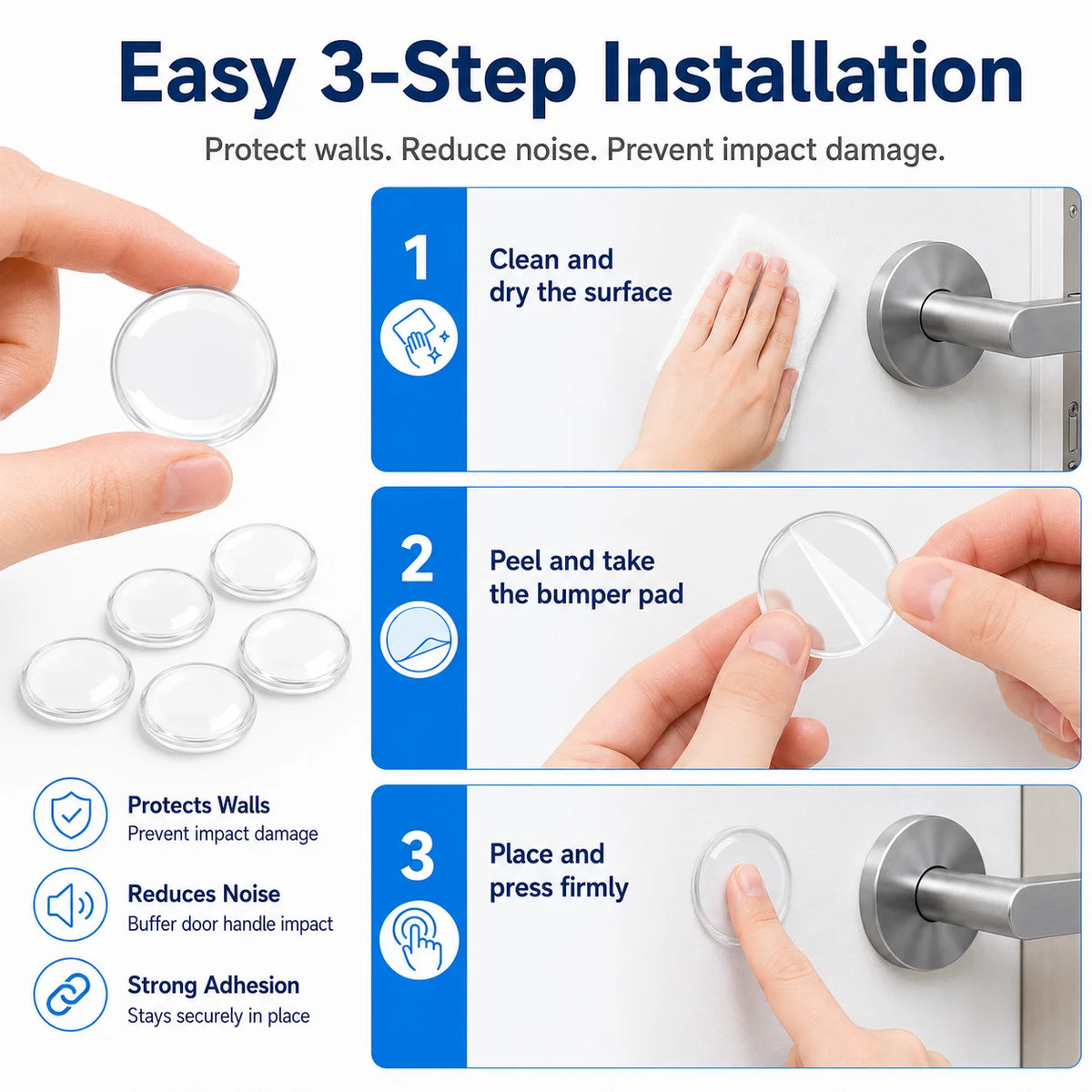 Round Door Handle Bumpers (6/12 Pcs)