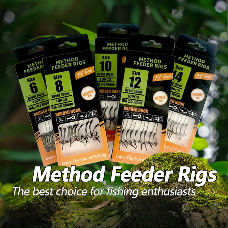 Pre-Tied Carp Hair Rigs with Barbed Hooks