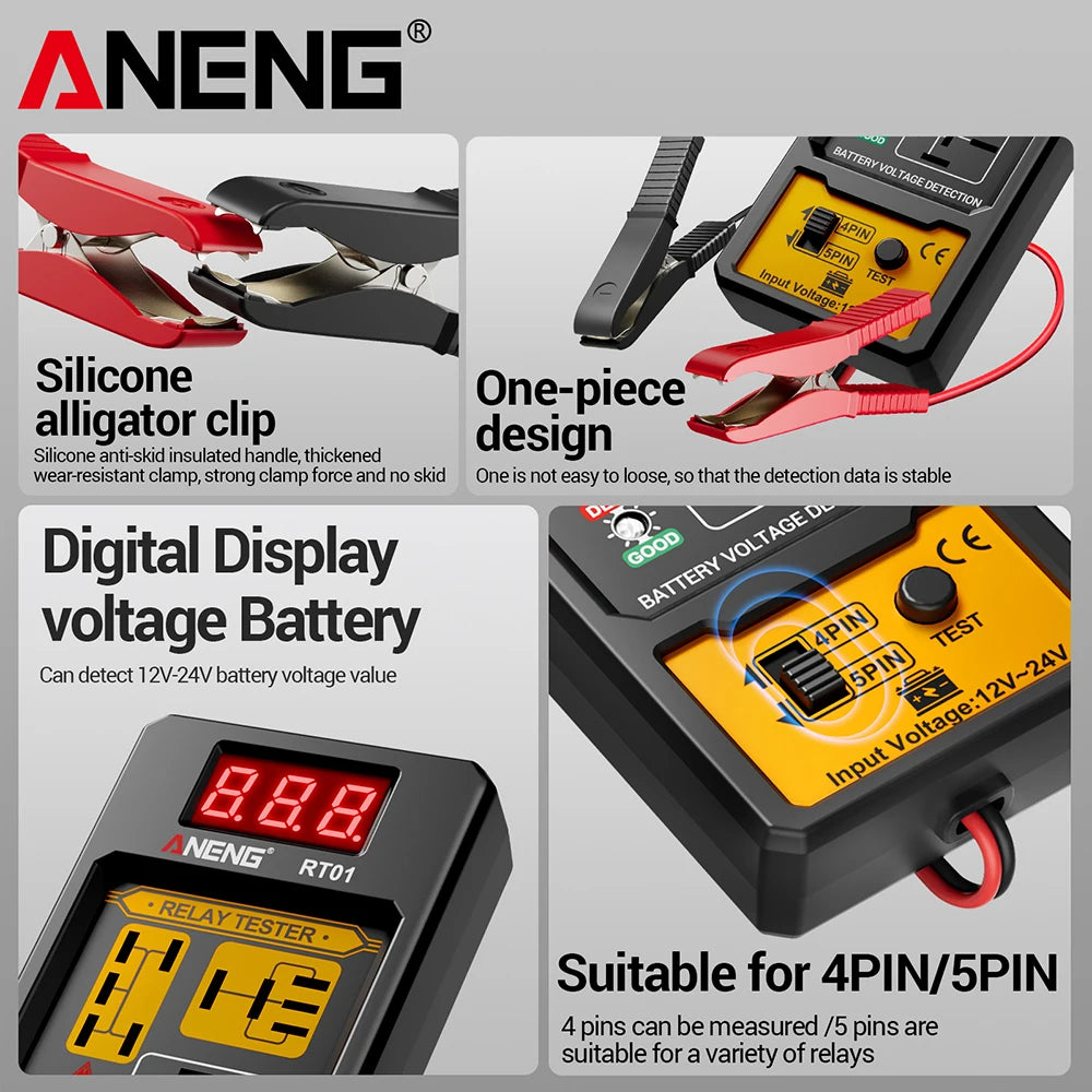 Digital 12V/24V Car Relay Tester