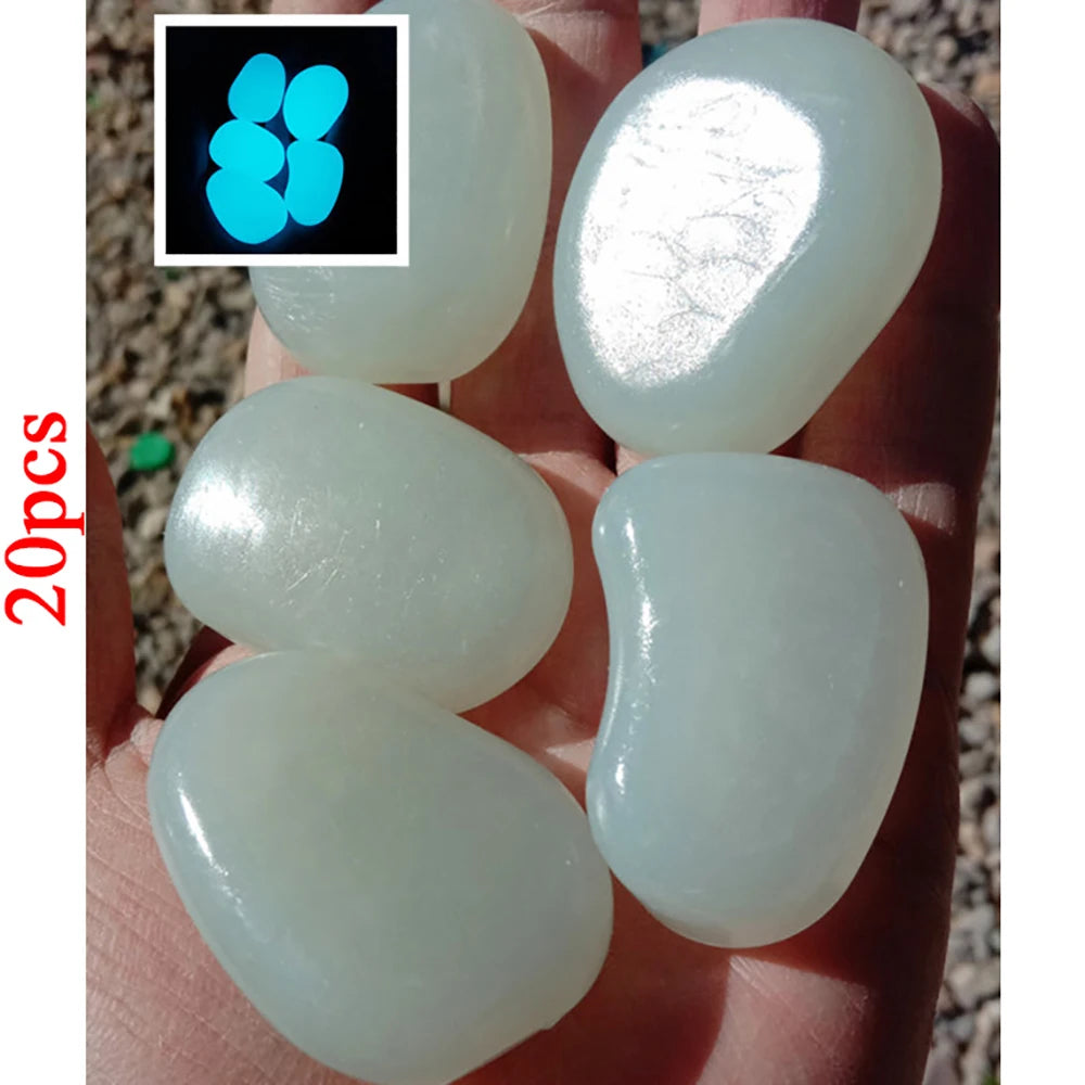 Glow-in-the-Dark Garden Pebbles (20 Pcs)