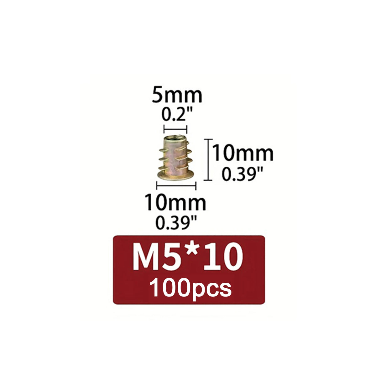 Threaded Wood Insert Nuts (100 Pcs)