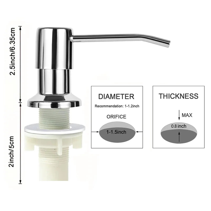 Built-In Sink Soap Dispenser with Extension Tube