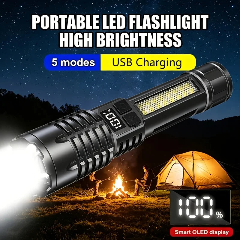 Rechargeable Zoom LED Flashlight with Side Light