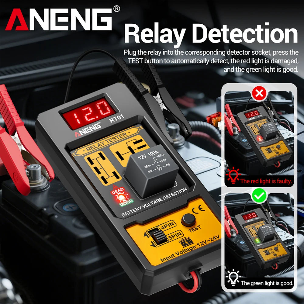 Digital 12V/24V Car Relay Tester