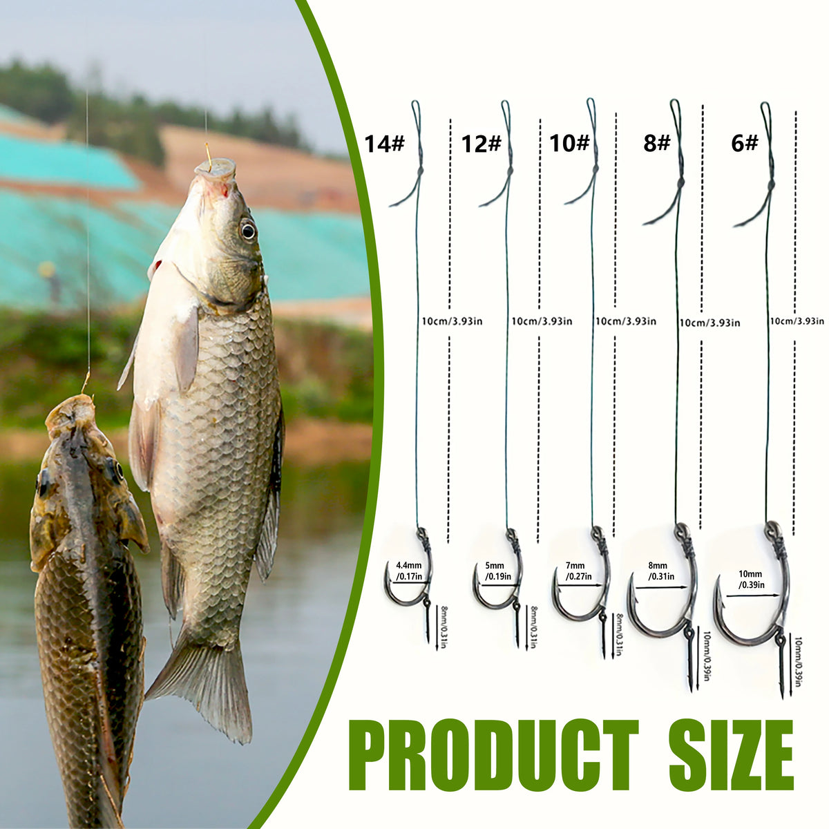 Pre-Tied Carp Hair Rigs with Barbed Hooks