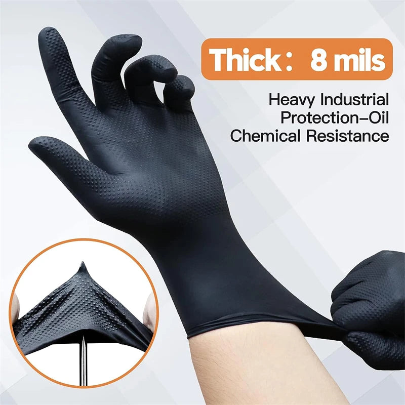Heavy-Duty Black Nitrile Gloves (8 Mil)