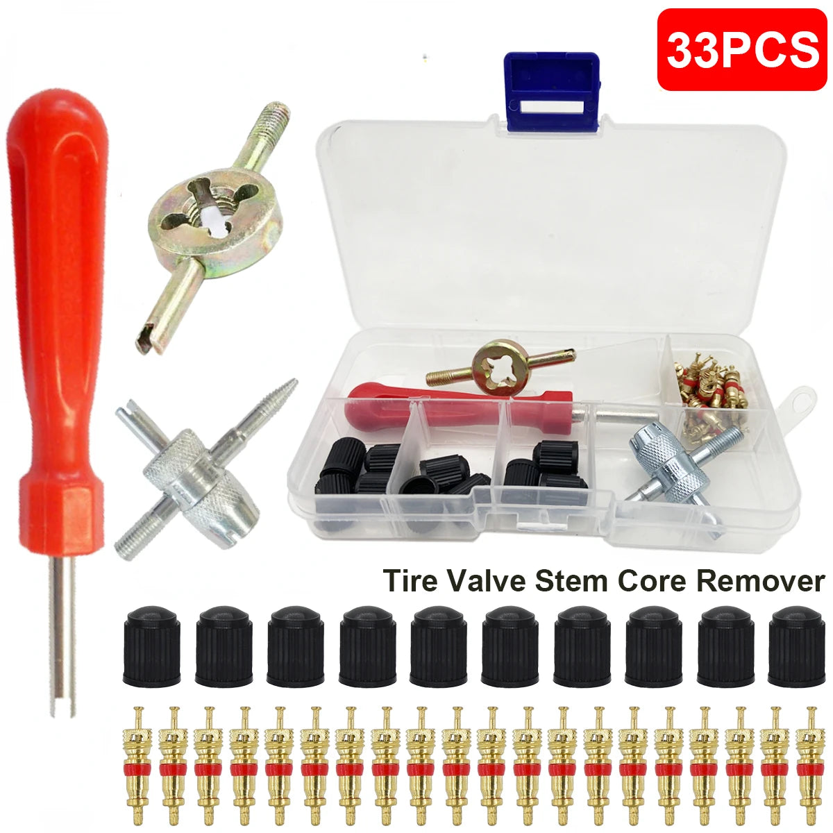 Tire Valve Core Tool Kit (33 Pcs)