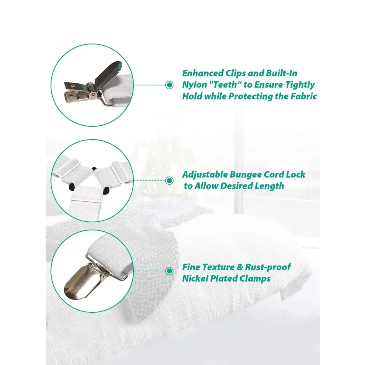 Adjustable Bed Sheet Holder Clips (4 Pcs)