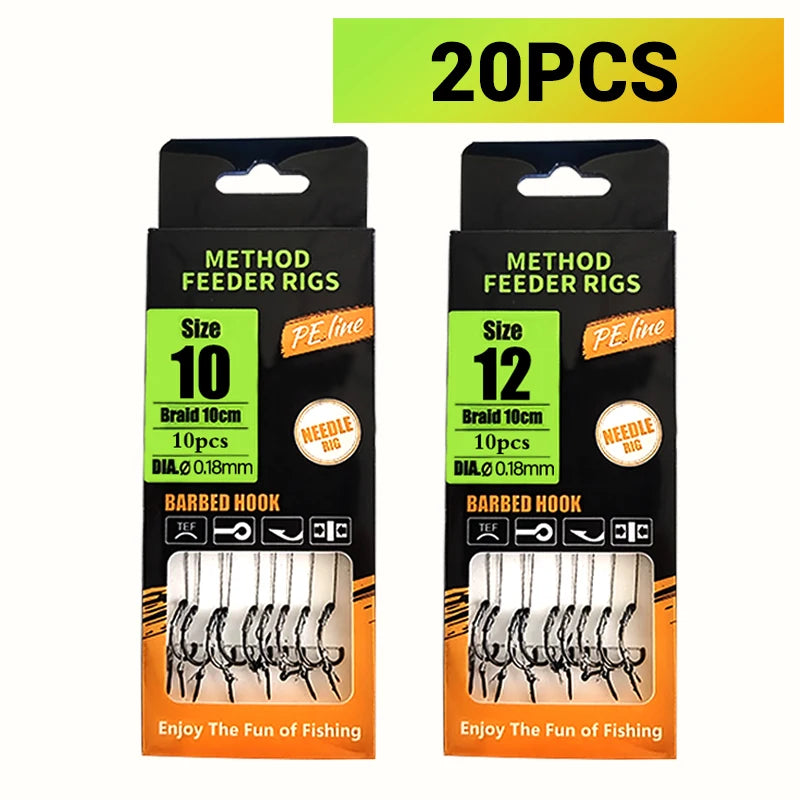 Pre-Tied Carp Hair Rigs with Barbed Hooks