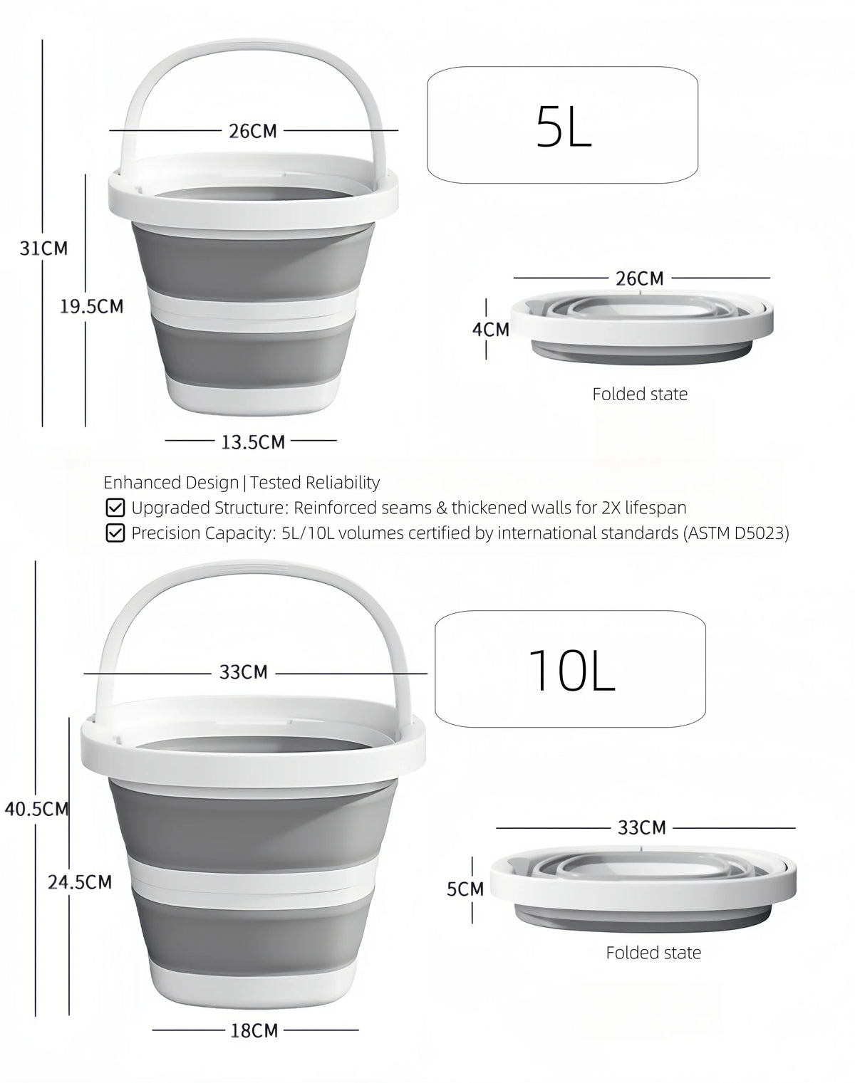 Collapsible Water Bucket with Handle