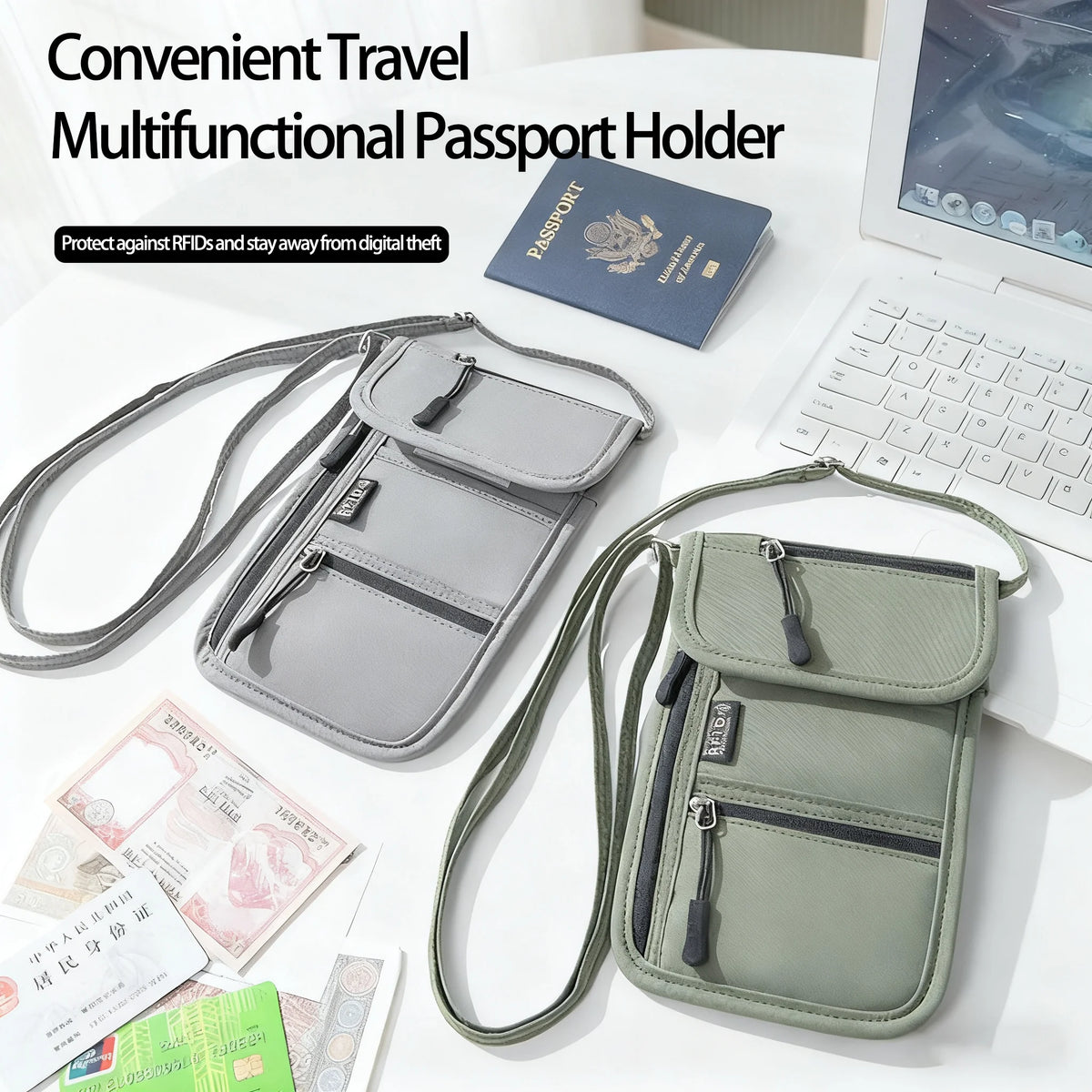RFID-Blocking Hidden Neck Wallet