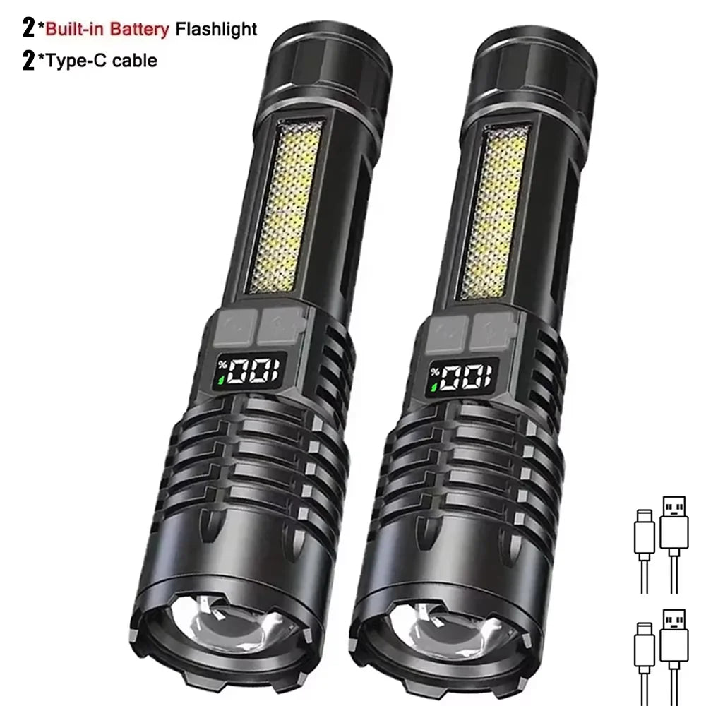 Rechargeable Zoom LED Flashlight with Side Light