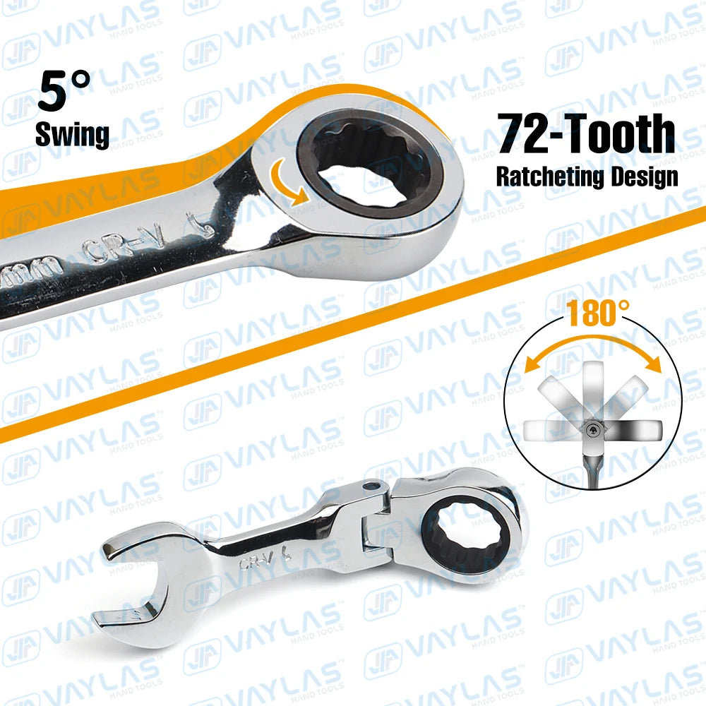 Ultra-Slim Mini Ratchet Wrench (6–19mm)