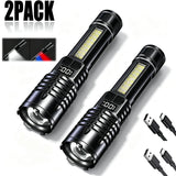 Rechargeable Zoom LED Flashlight with Side Light