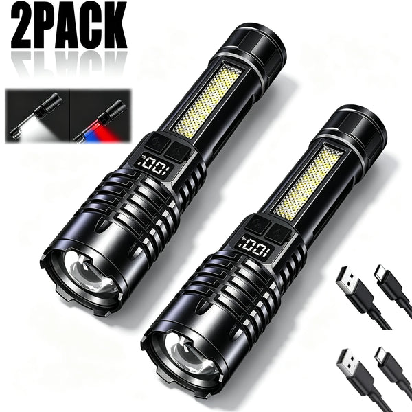 Rechargeable Zoom LED Flashlight with Side Light