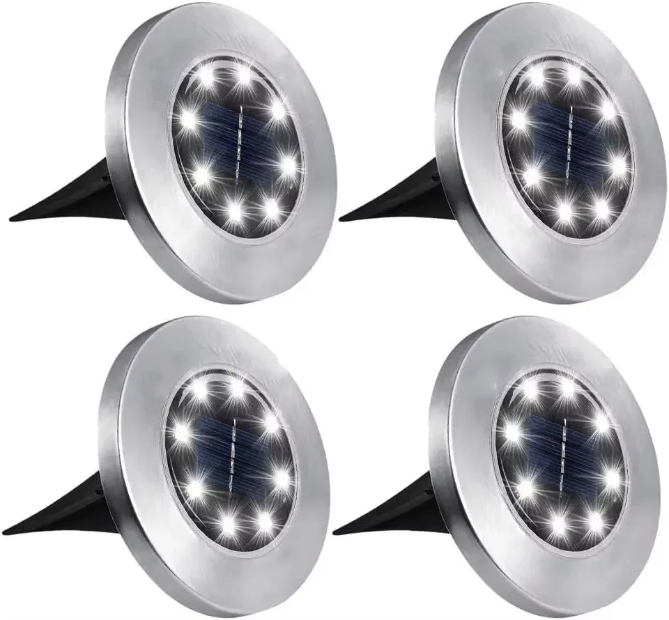 Solar In-Ground Disk Lights (4 Pcs)