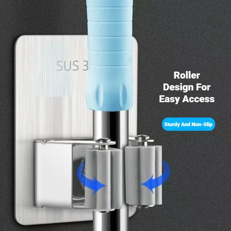 No-Drill Stainless Steel Mop Holder