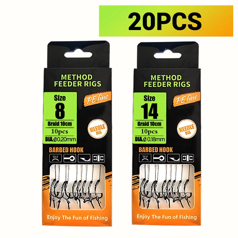 Pre-Tied Carp Hair Rigs with Barbed Hooks