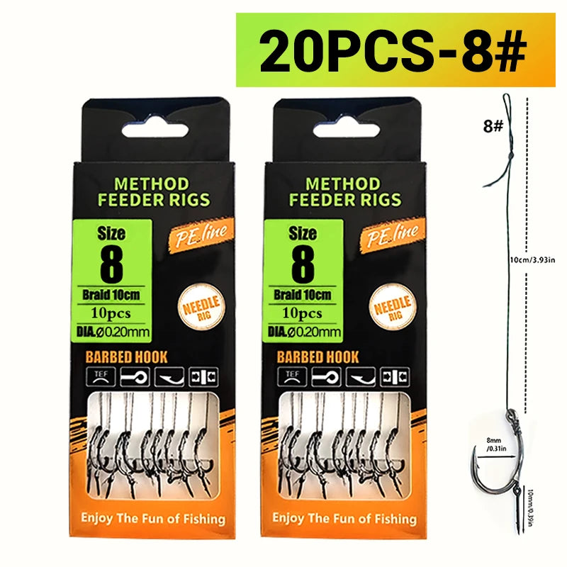 Pre-Tied Carp Hair Rigs with Barbed Hooks