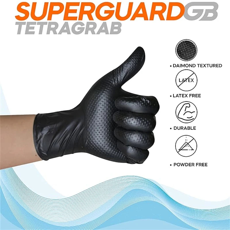 Heavy-Duty Black Nitrile Gloves (8 Mil)