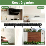 Heavy-Duty Wall Tool Rack – 4 Slots + 5 Hooks