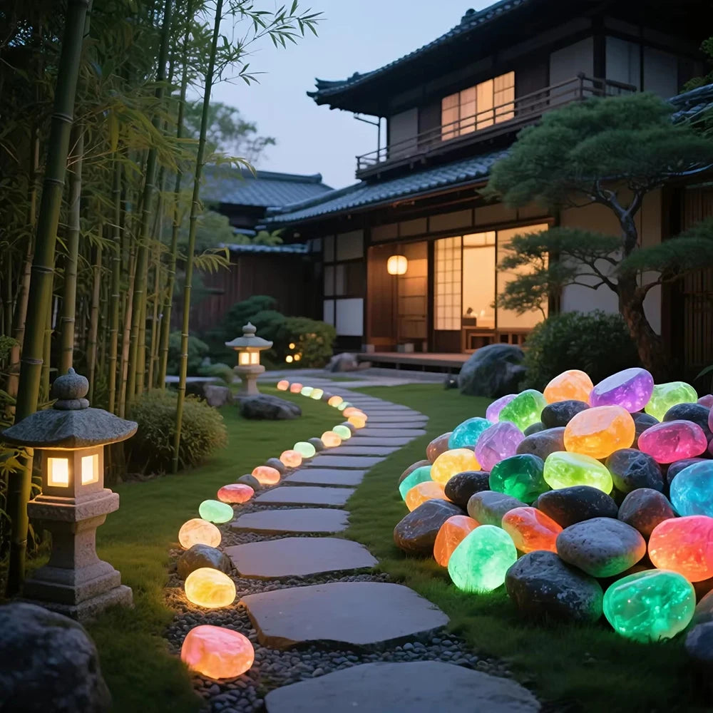 Glow-in-the-Dark Garden Pebbles (20 Pcs)