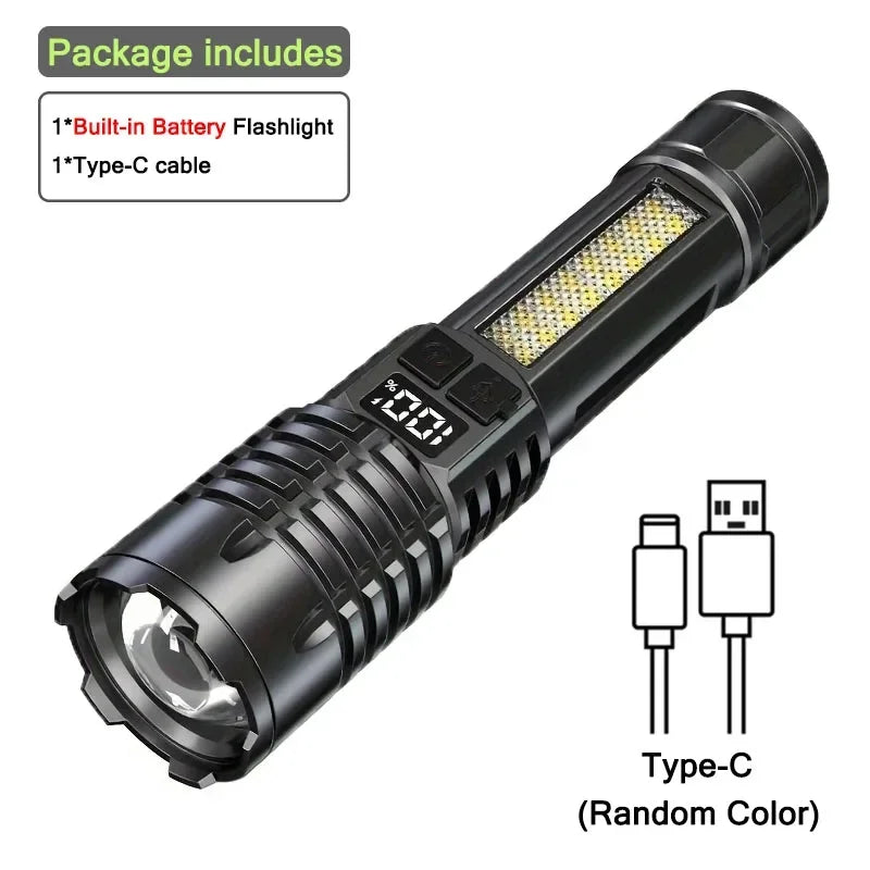 Rechargeable Zoom LED Flashlight with Side Light