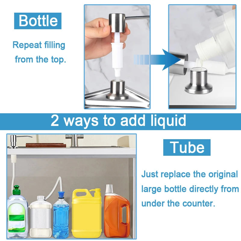 Built-In Sink Soap Dispenser with Extension Tube