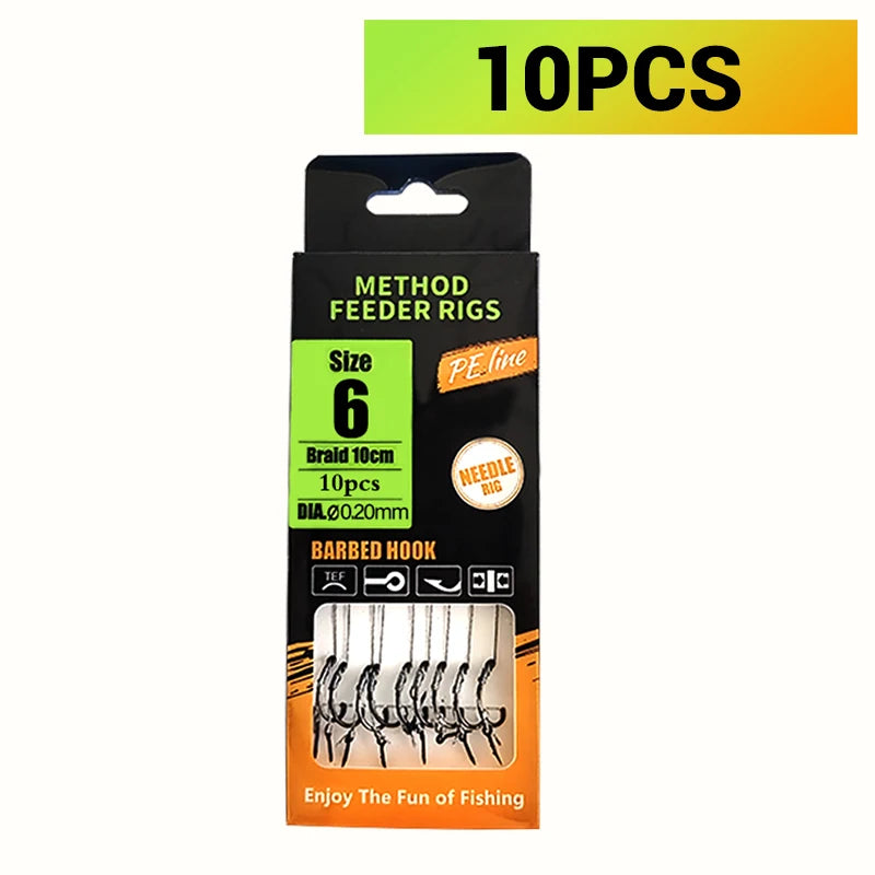 Pre-Tied Carp Hair Rigs with Barbed Hooks