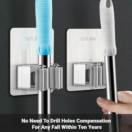 No-Drill Stainless Steel Mop Holder