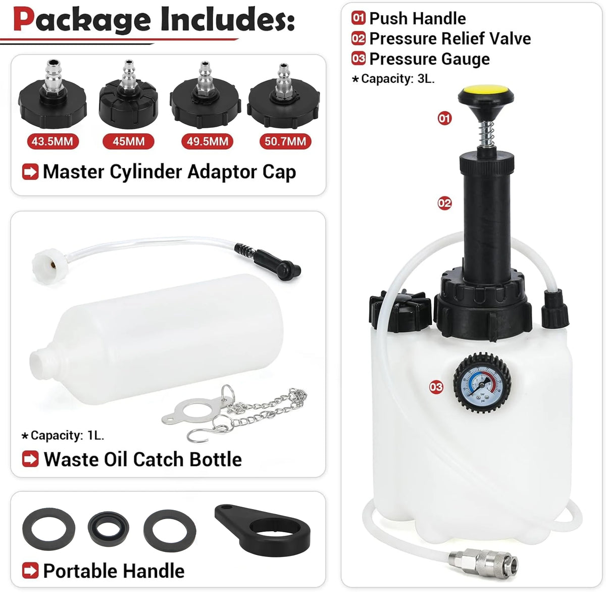 Vacuum Brake Fluid Bleeder Kit (3L)
