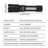 Rechargeable Zoom LED Flashlight with Side Light