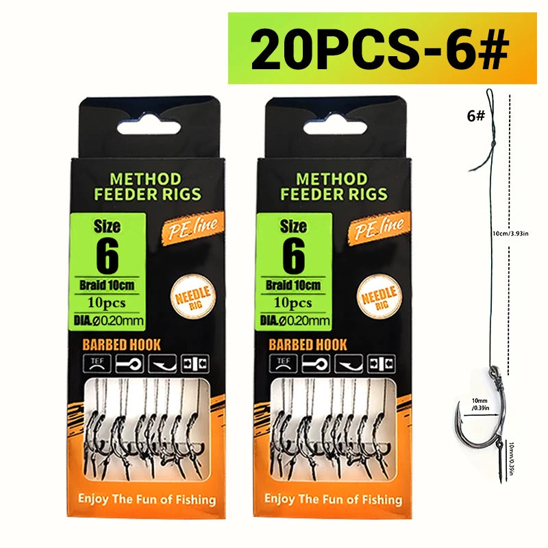 Pre-Tied Carp Hair Rigs with Barbed Hooks