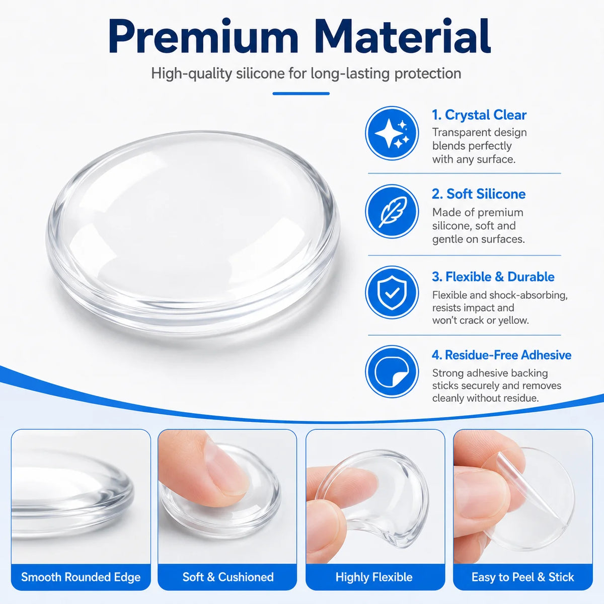 Round Door Handle Bumpers (6/12 Pcs)