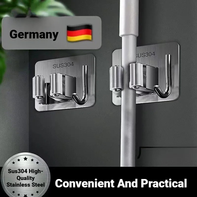 No-Drill Stainless Steel Mop Holder