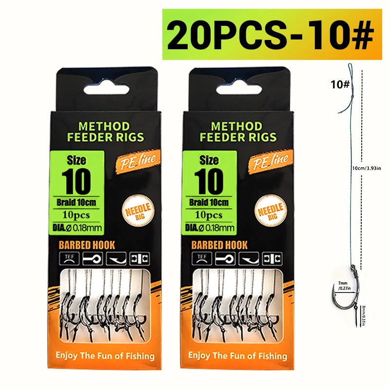 Pre-Tied Carp Hair Rigs with Barbed Hooks