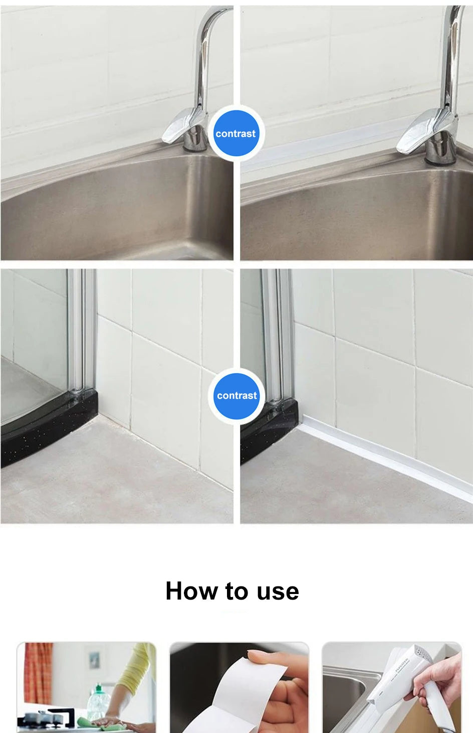 Waterproof Caulk Tape for Sink & Bathroom