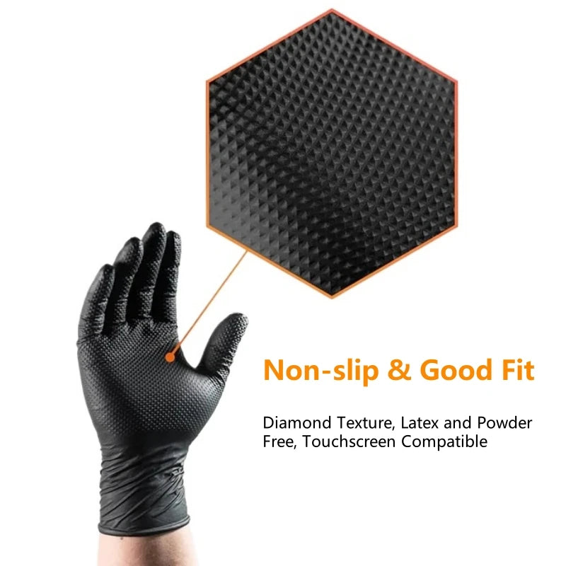Heavy-Duty Black Nitrile Gloves (8 Mil)