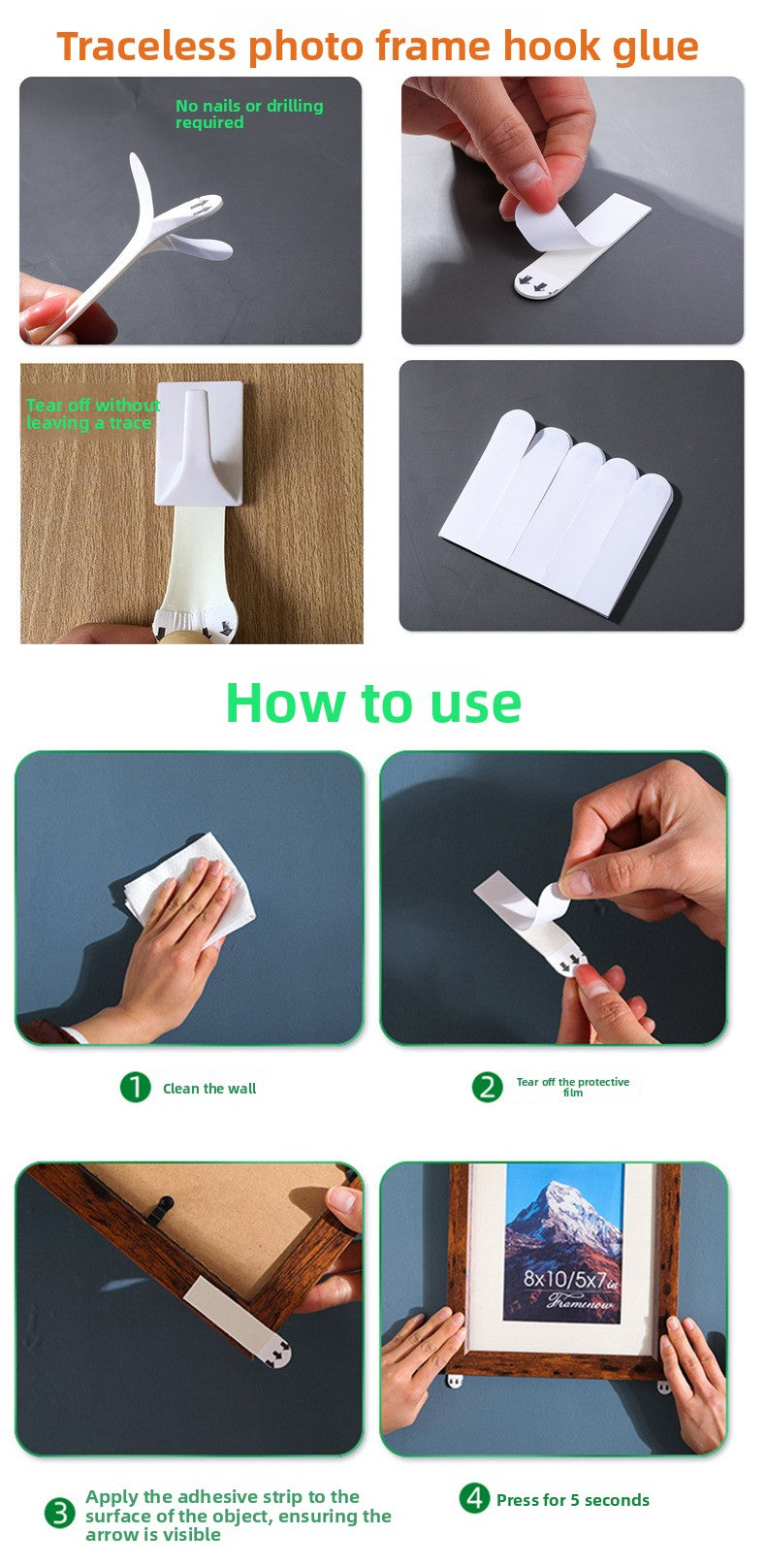 No-Drill Picture Frame Mounting Strips
