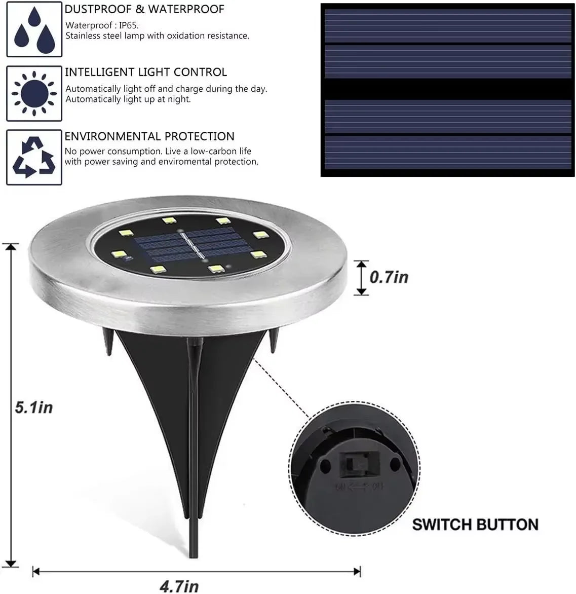 Solar In-Ground Disk Lights (4 Pcs)
