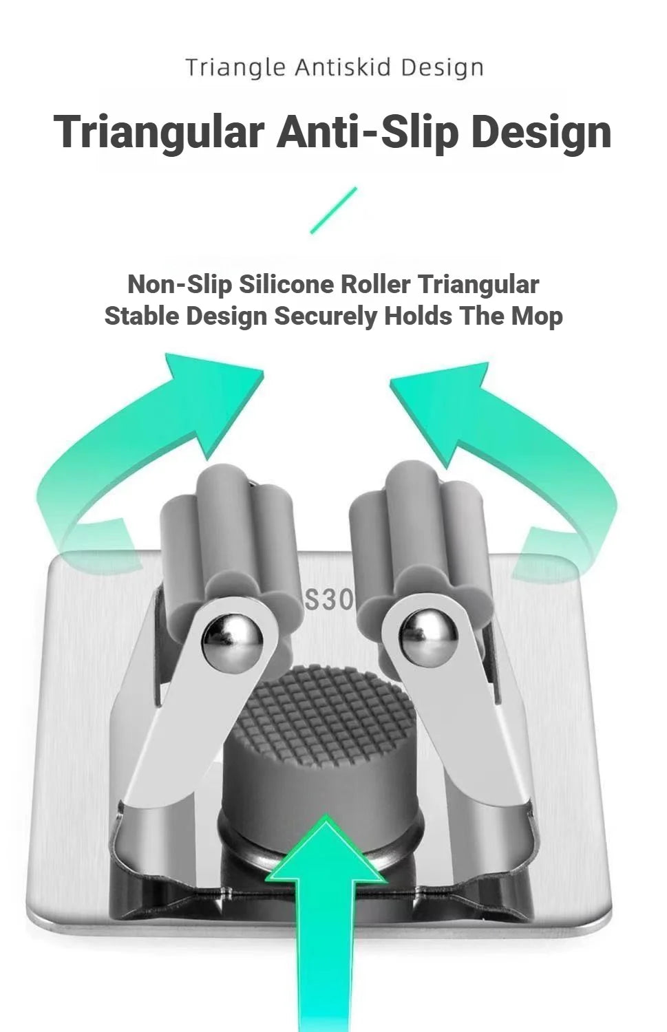 No-Drill Stainless Steel Mop Holder